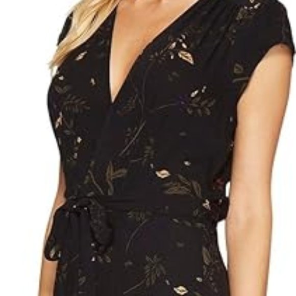 NWT AG Adriano Goldschmied Daphne Maxi Dress XS Extra Small Wrap Black Floral - Picture 6 of 8